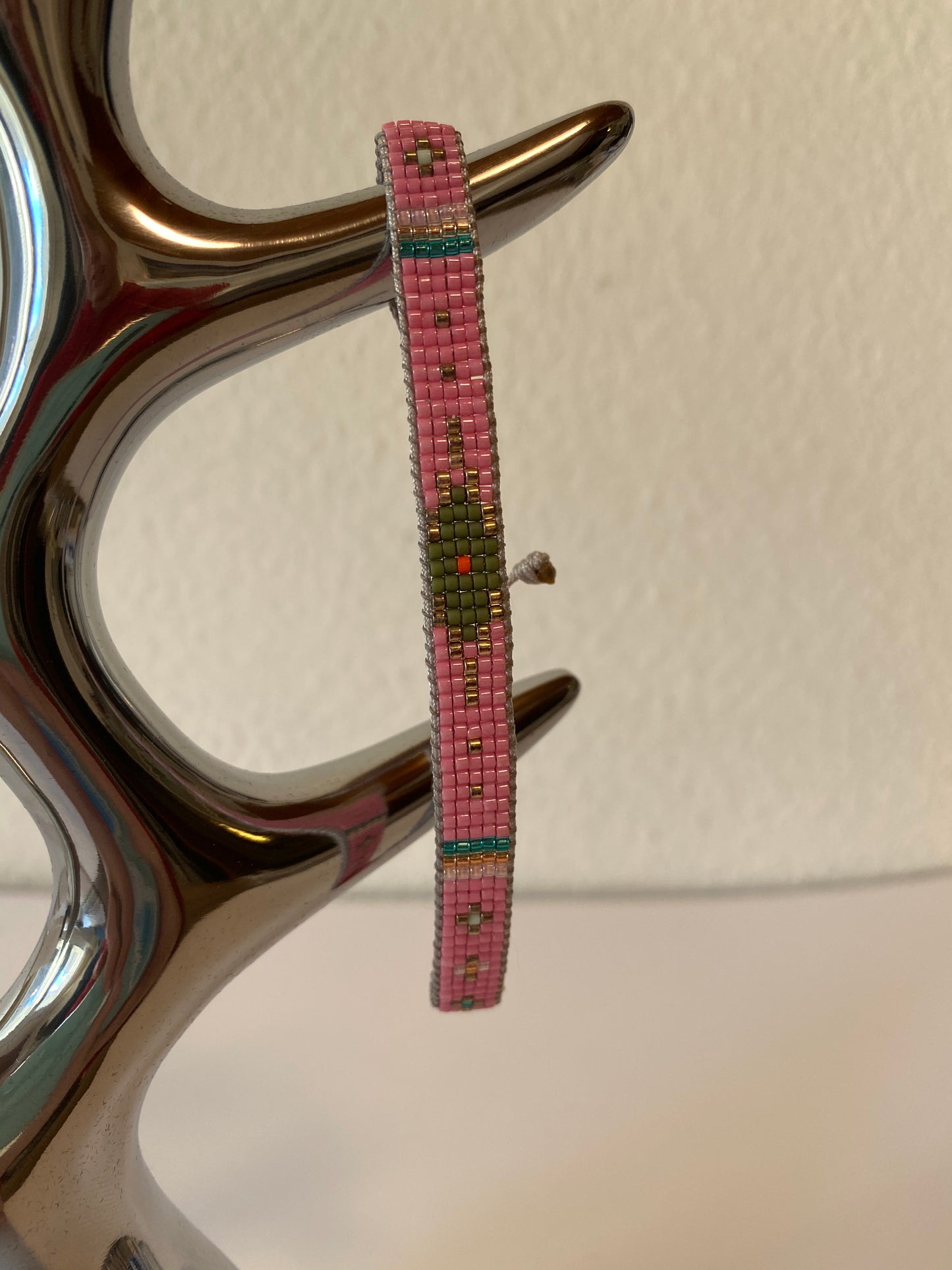 Perlearmbånd Pink/olive